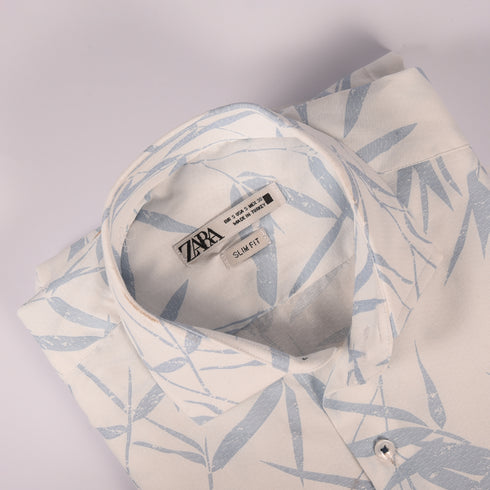 ZR White & Blue Foral Shirt